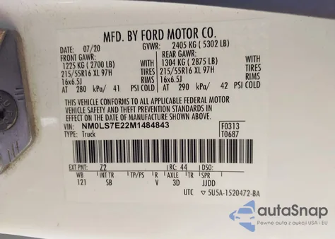 2021 Ford Transit Connect Xl from USA, damaged, VIN NM0LS7E22M1484843
